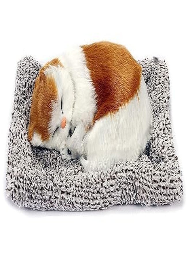 ELOTES Cute Sleeping Cat Plush Toy with Meow Sound,Car Dashboard Accessories,Super Soft Stuffed Animal on Grey Mat Home Decor Office Desk showpiece Hand Toy Gift for Kids Boys,Girls & Girlfriend - Image 1